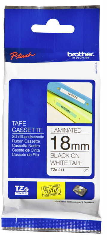 Taśma laminowana Brother TZE-241, 18mmx8m, nadruk, czarny druk, taśma-biała
