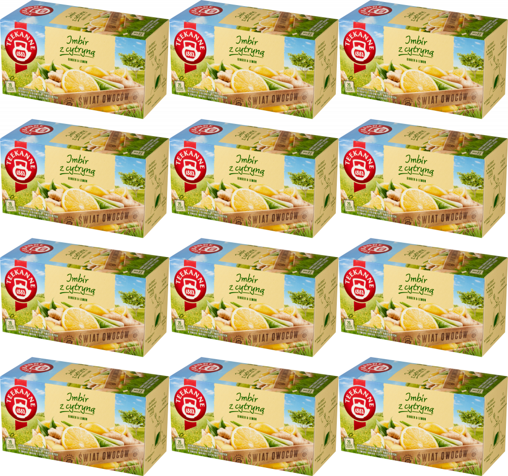 12x Herbata owocowa w kopertach Teekanne Ginger&Lemon, imbir i cytryna, 20 sztuk x 1.75g