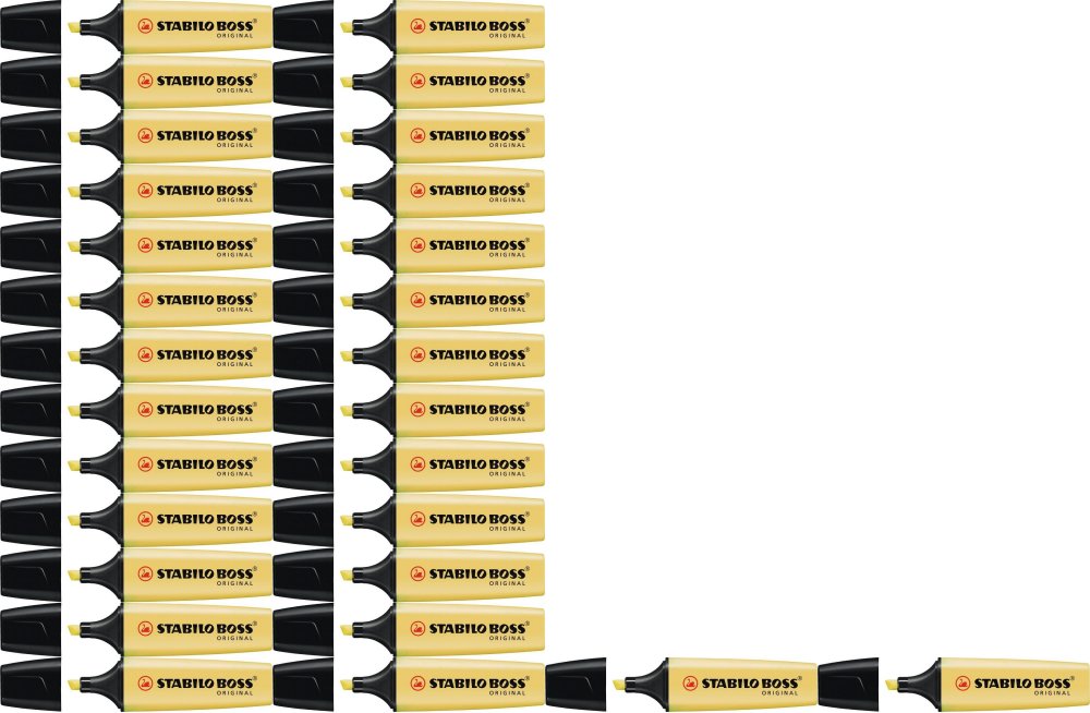 30x Zakreślacz Stabilo Boss Original 70/144, ścięta, pastelowy żółty