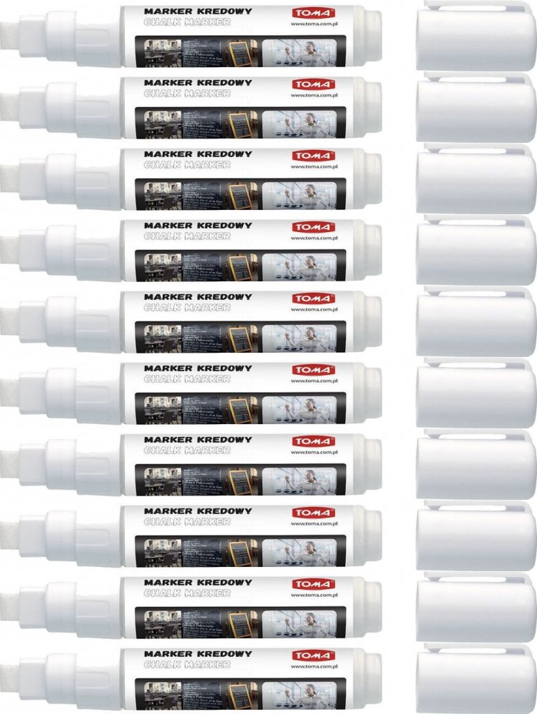 10x Marker kredowy Toma TO-291, ścięty, 8mmx5mm, biały