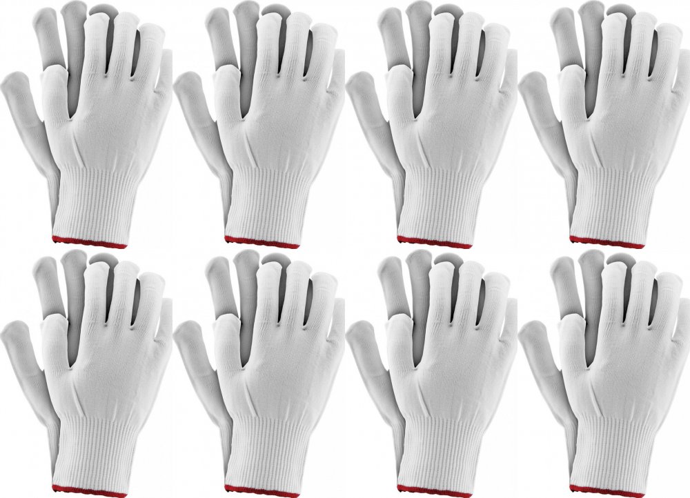 8x Rękawice robocze Reis, RPOLY, tkaninowe, rozmiar 8, biały