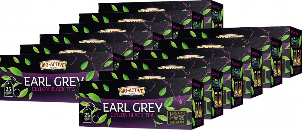 12x Herbata Earl Grey w torebkach Big-Active Pure Ceylon, 25 sztuk x 2g