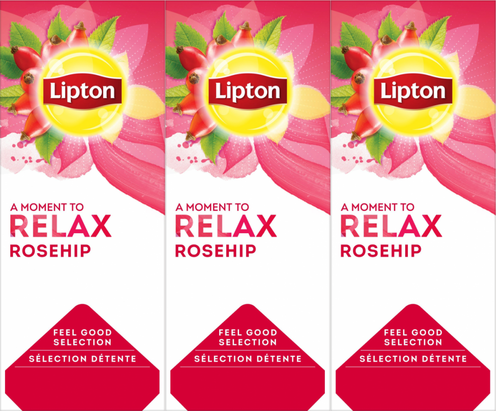 3x Herbata owocowa w kopertach Lipton Classic, dzika róża i hibiskus, 25 sztuk x 2.5g
