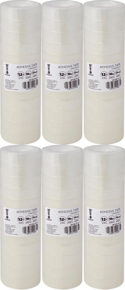 6x Taśma klejąca MemoBe 12mmx10m, 12 sztuk, przezroczysty