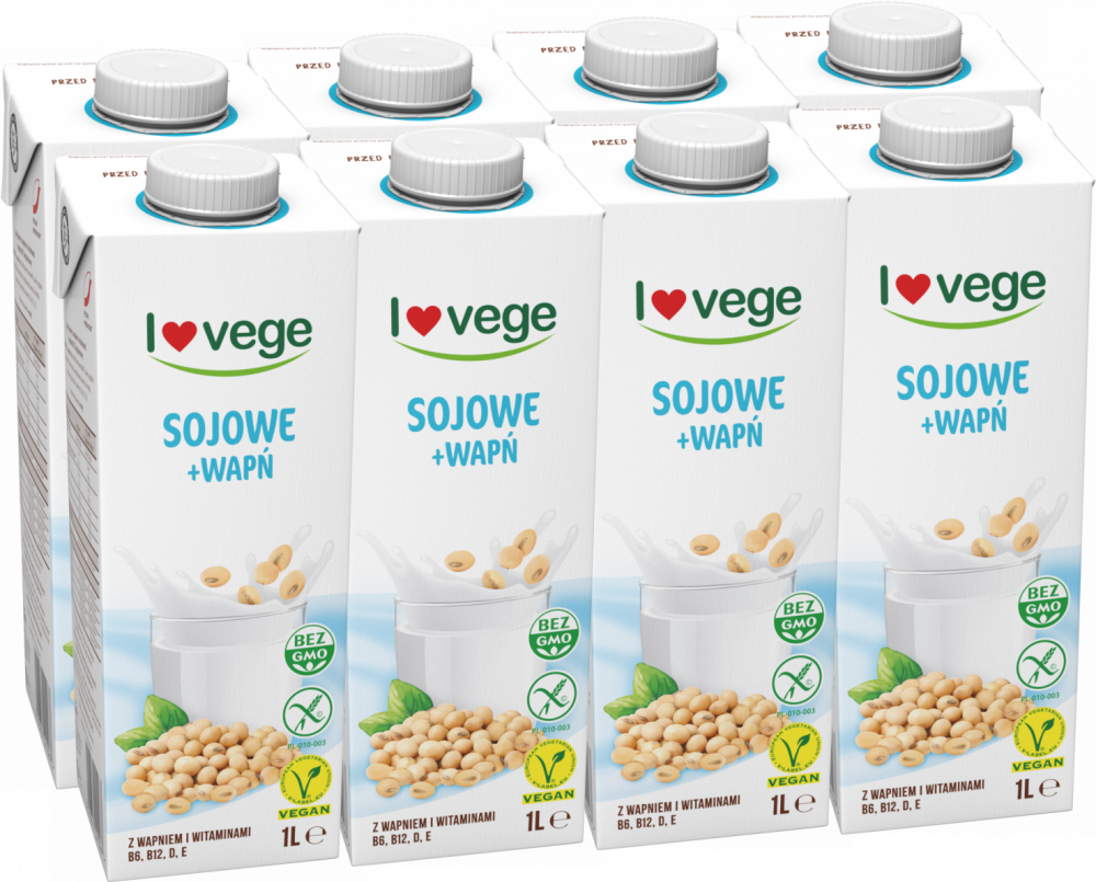 8x Napój sojowy Lovege, z wapniem, 1l