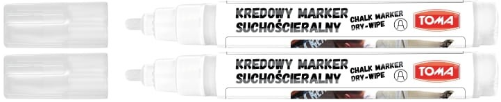 2x Marker kredowy suchościeralny Toma TO-296, okrągła, 4.5 mm, biały