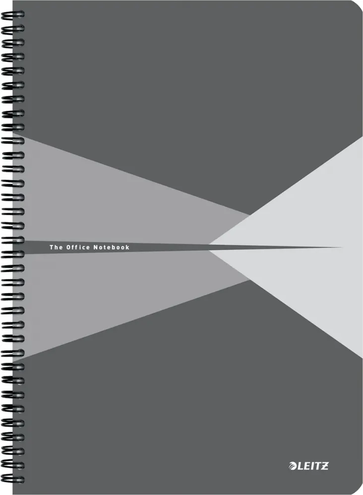 Kołonotatnik Leitz Office, A4, w kratkę, 90 kartek, okładka PP, szary
