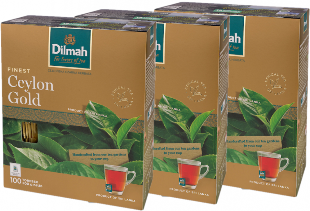 3x Herbata czarna w kopertach Dilmah Ceylon Gold, 100 sztuk x 2g