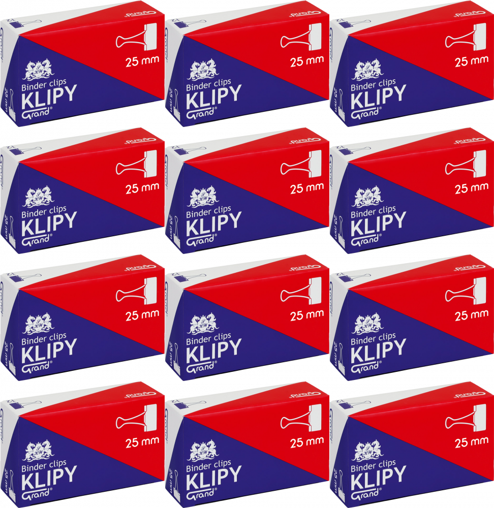 12x Klip biurowy Grand, 25 mm, 12 sztuk, czarny