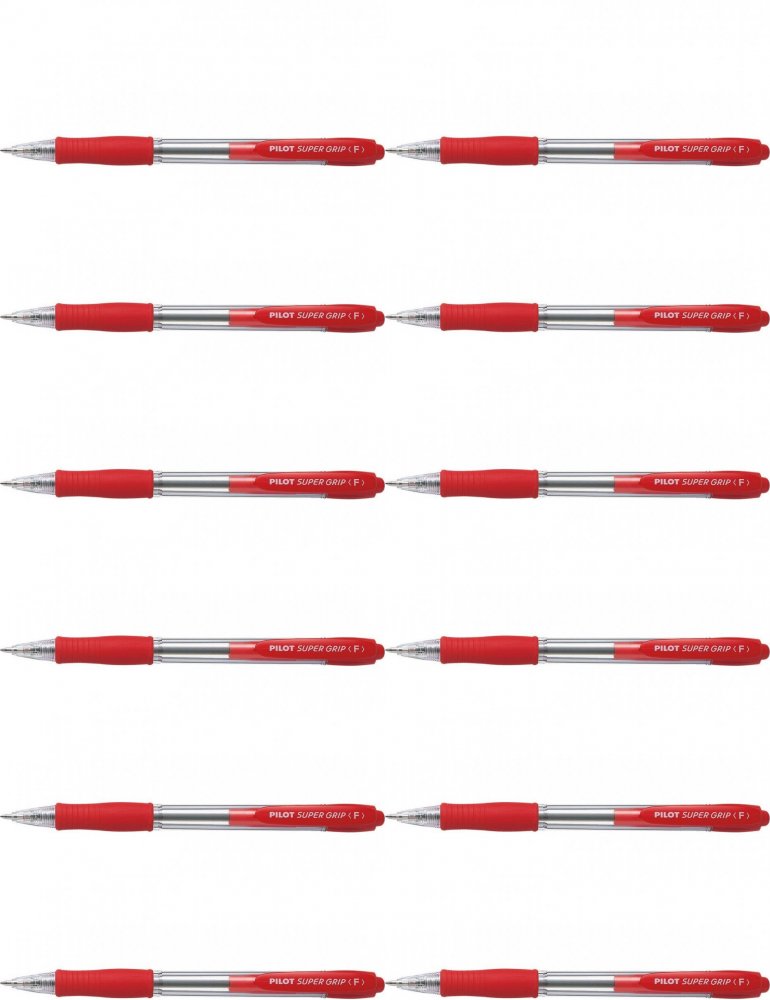 12x Długopis automatyczny Pilot, Super Grip, 0.7mm, czerwony