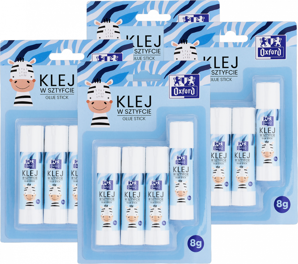 4x Klej w sztyfcie Oxford Kids, 8g, blister, 4 sztuki