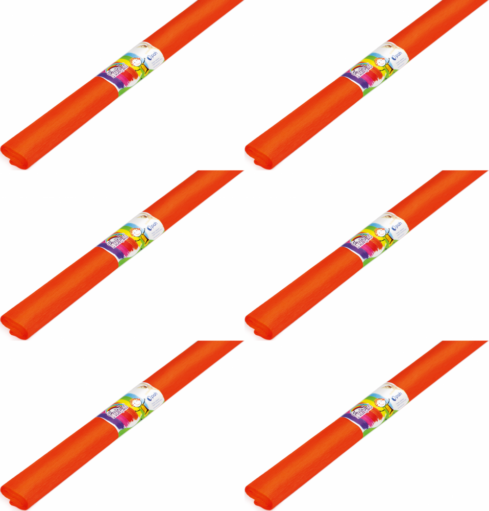 6x Bibuła marszczona Fiorello, 200x50cm, 10 sztuk, pomarańczowy