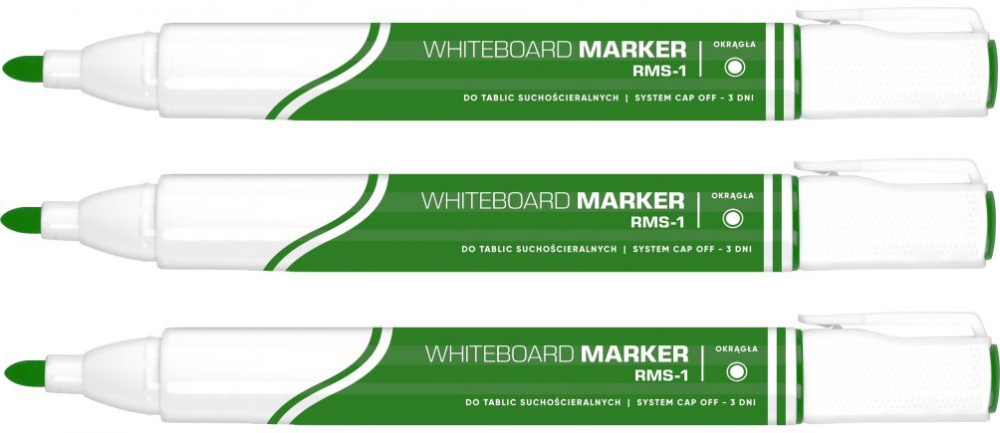 3x marker suchościeralny Rystor RMS-1, okrągła, 4mm, zielony