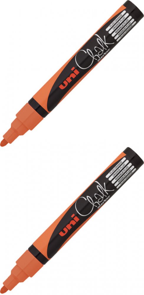 2x Marker kredowy Uni PWE-5M, okrągła, 2.5mm, pomarańczowy