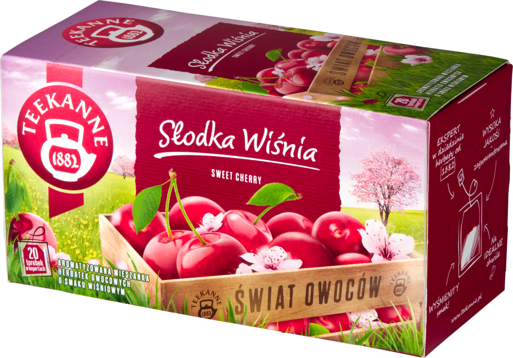 Herbata owocowa w kopertach Teekanne World of Fruits Sweet Cherry, wiśnia, 20 sztuk x 2.5g