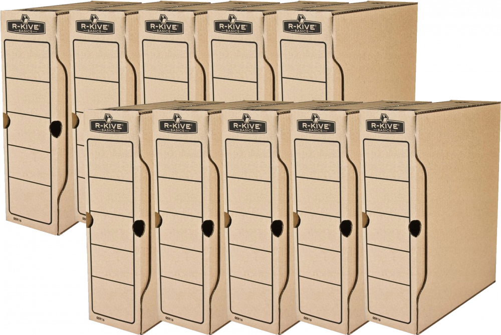 10x Pudło archiwizacyjne na akta Fellowes, R-kive Basic, 100mm, brązowy