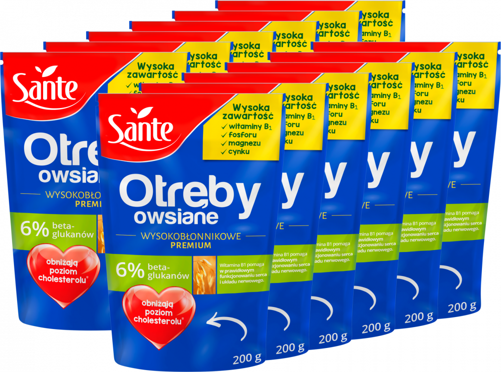 12x Otręby owsiane wysokobłonnikowe Sante, 200g