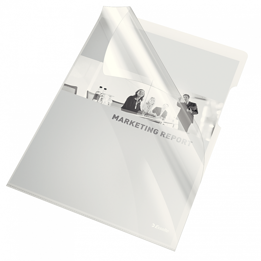 Ofertówki krystaliczne Esselte, "L", sztywne, A4, 150μm, 25 sztuk, transparentny