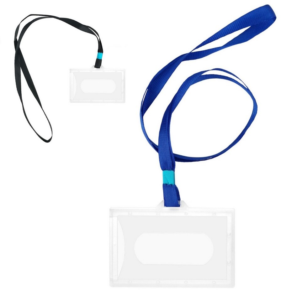 Identyfikator D.Rect, z taśmą, 92x59mm, 1 sztuka, przezroczysty, taśma mix kolorów