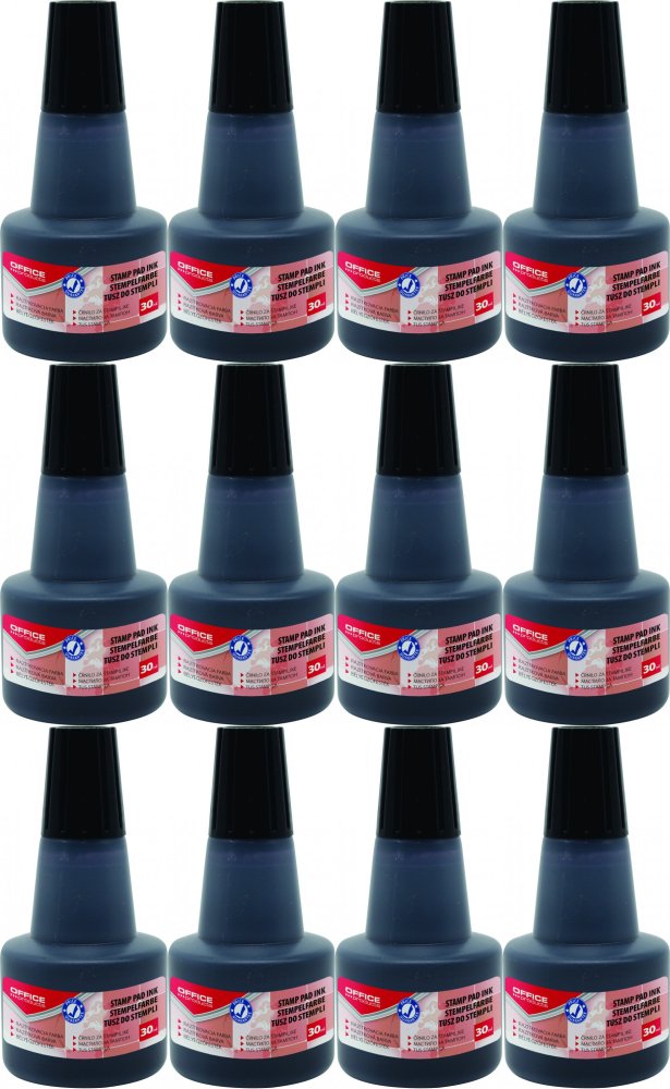 12x Tusz do stempli Office Products, 30ml, czarny