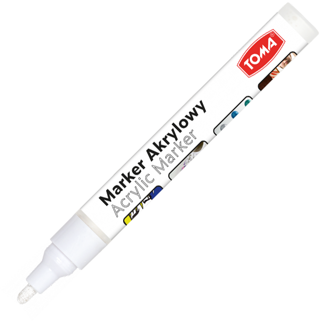 Marker akrylowy Toma TO-402, okrągła, 2.5mm, biały