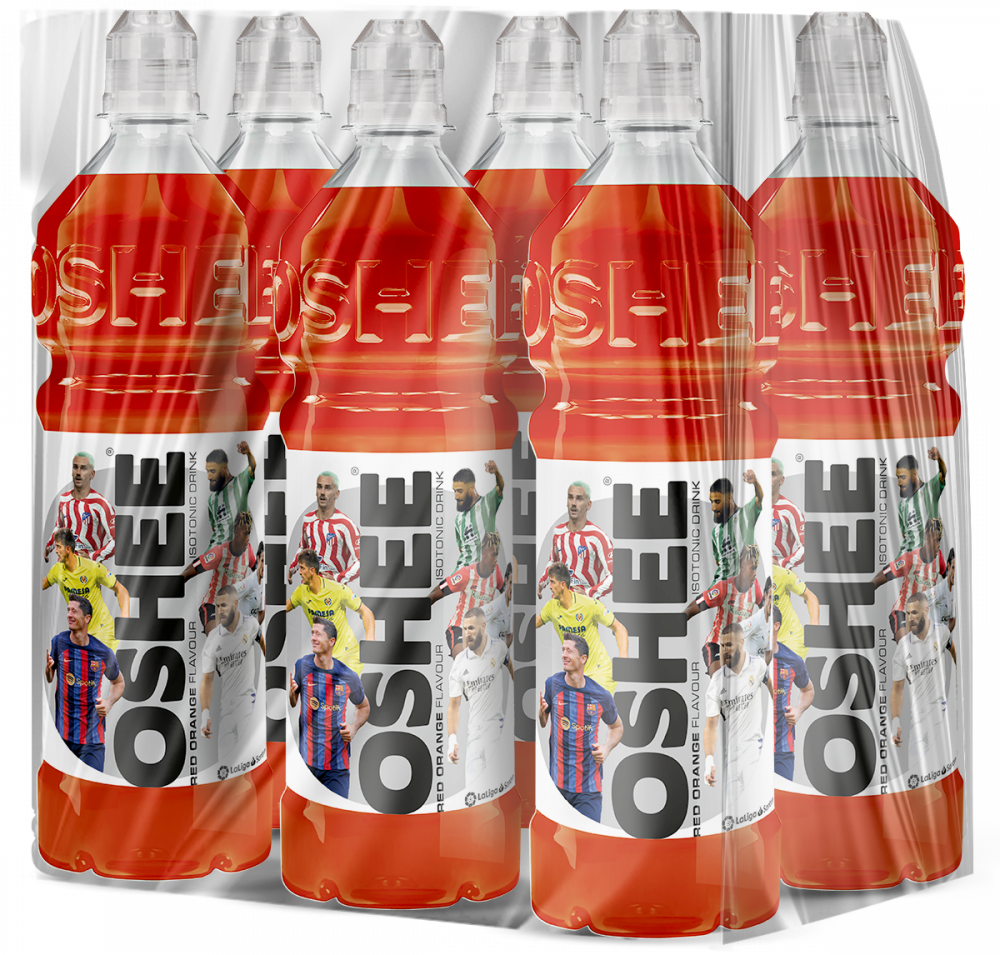 6x Napój izotoniczny Oshee Isotonic Drink, czerwona pomarańcza, butelka, 750ml