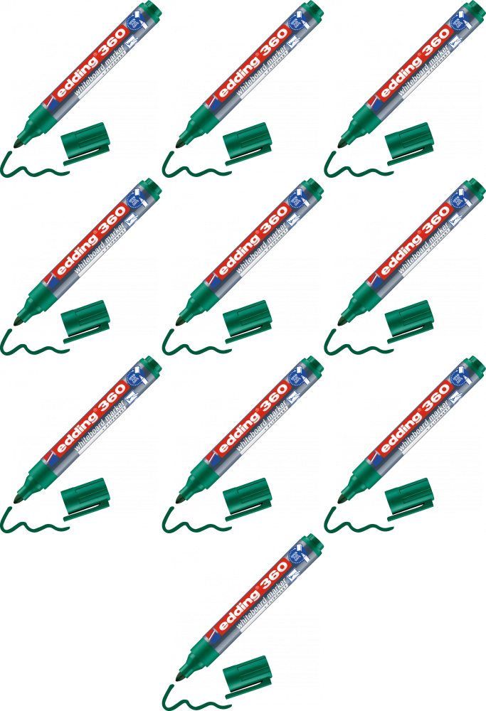 10x Marker suchościeralny edding 360, okrągła, 3 mm, zielony