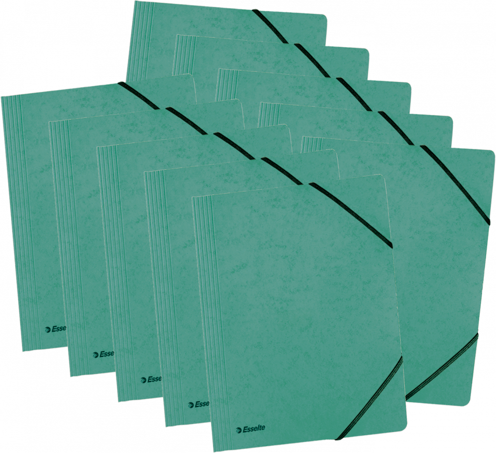 10x Teczka preszpanowa z narożną gumką Esselte, A4, 330g/m2, 4mm, zielony