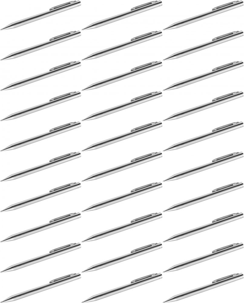 50x Długopis metalowy, jednoczęściowy, wykrywalny przez X-RAY, z klipsem, srebrny