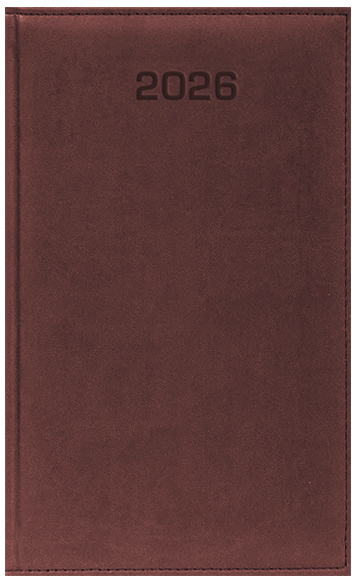 Kalendarz książkowy 2026, kieszonkowy, Udziałowiec, Lux, 92x155mm, tygodniowy, brązowy
