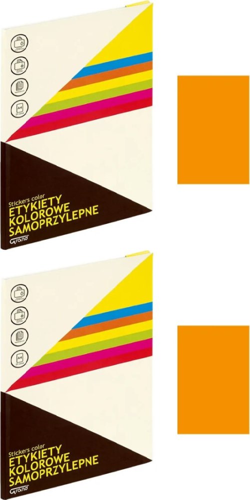 2x Etykiety samoprzylepne Grand, 210x297mm, 25 arkuszy, pomarańczowy