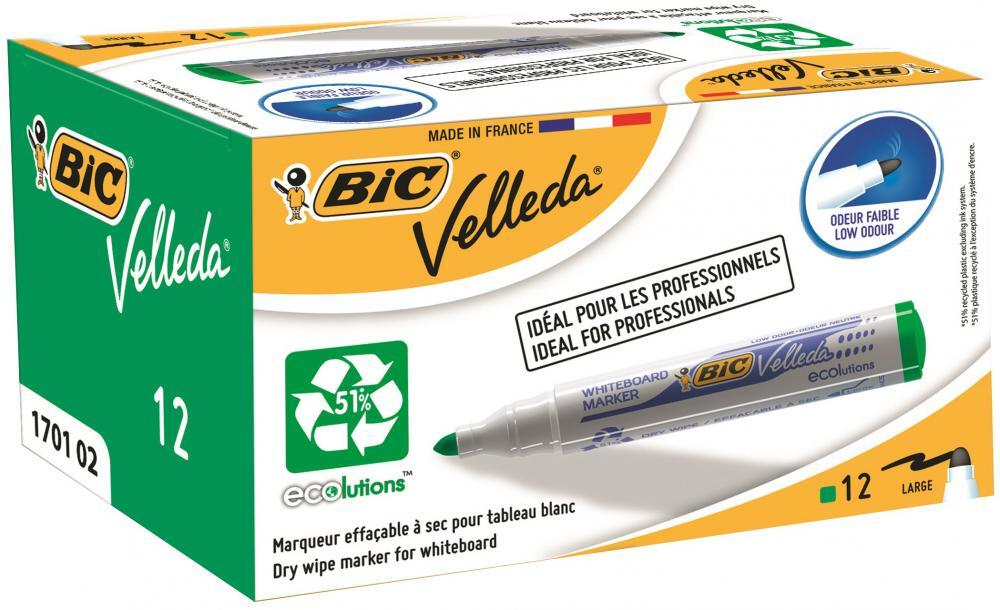 12x Marker suchościeralny Bic Velleda, okrągła, 4.95mm, zielony