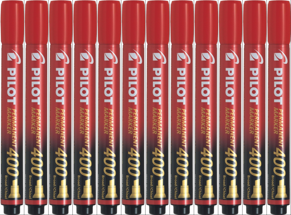 12x Marker permanentny Pilot, SCA 400, ścięta, 4.5mm, czerwony