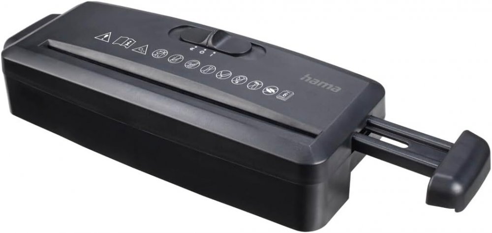 Niszczarka do papieru Hama Mini S6, bez kosza, pasek 8mm, 6 kartek, P-1 DIN, czarny