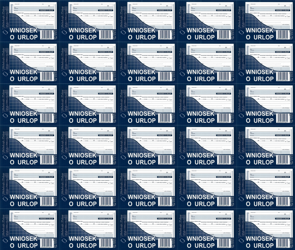 200x Druk akcydensowy Wniosek o urlop MiP 515-5, A6, offsetowy, 40k