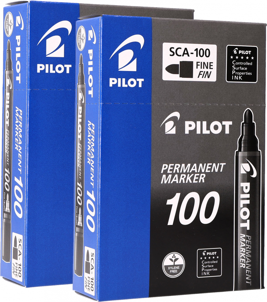 24x Marker permanentny Pilot, SCA 100, okrągła, 4.5mm, czarny