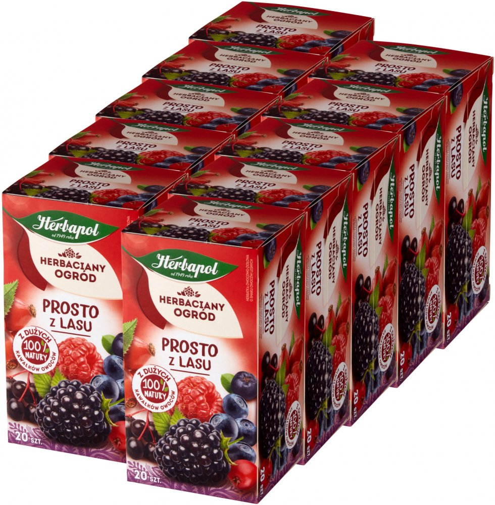 10x Herbata owocowa w torebkach Herbapol Herbaciany Ogród Prosto z lasu, owoce leśne, 20 sztuk x 2,5g