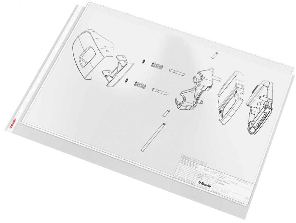 Koszulki groszkowe Esselte, poziome, A3, 85μm, 10 sztuk, transparentny