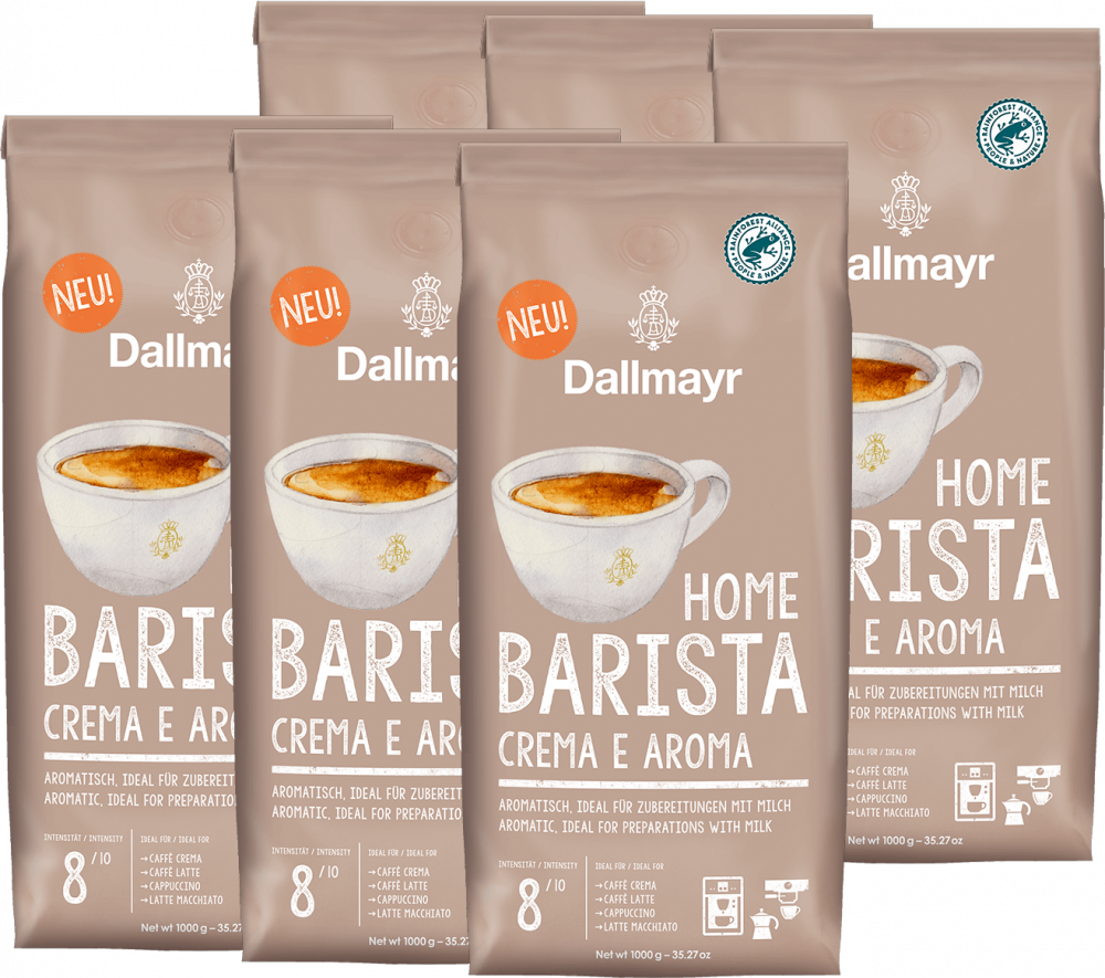 6x Kawa ziarnista Dallmayr Home Barista Crema E Aroma, 1kg