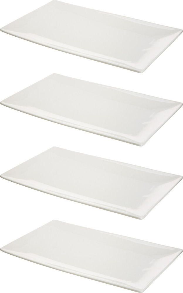 4x Półmisek prostokątny Altom Design Regular, 31cm, porcelana, kremowy