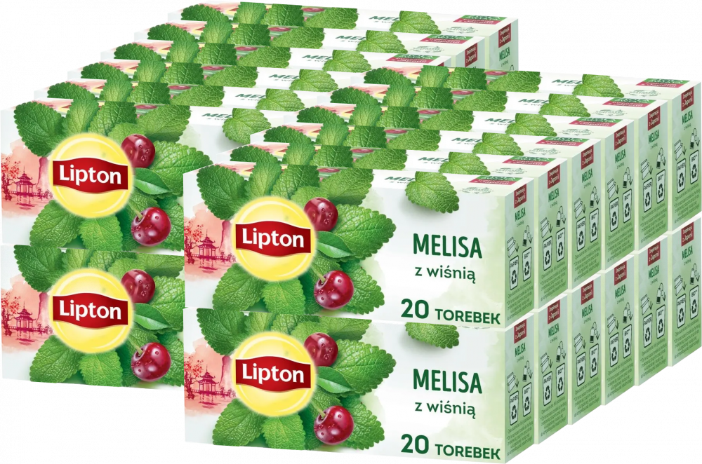 24x Herbata ziołowa w torebkach Lipton, melisa z wiśnią, 20 sztuk x 1.2g