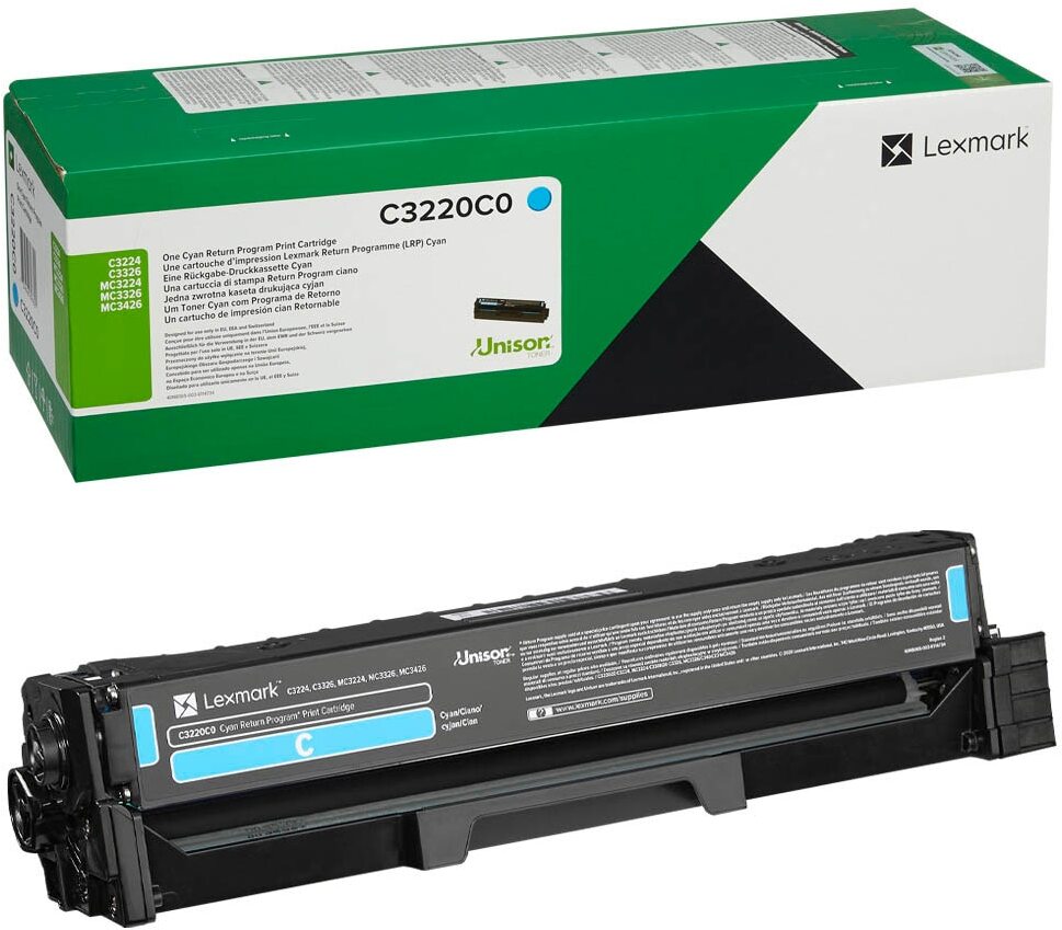 Toner Lexmark (C3220C0), 1500 stron, cyan (błękitny)