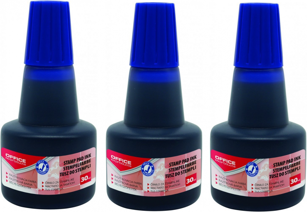 3x tusz do stempli Office Products, 30ml, niebieski