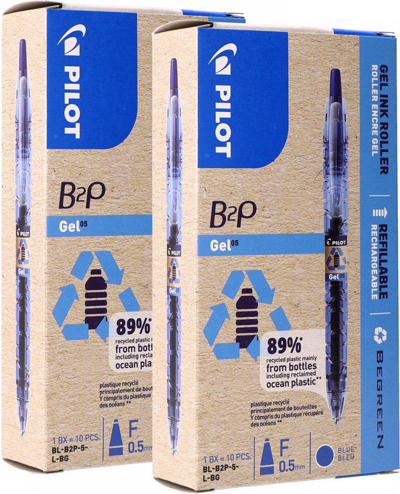 20x Długopis żelowy automatyczny Pilot, B2P, ekologiczne, 0.3mm, niebieski