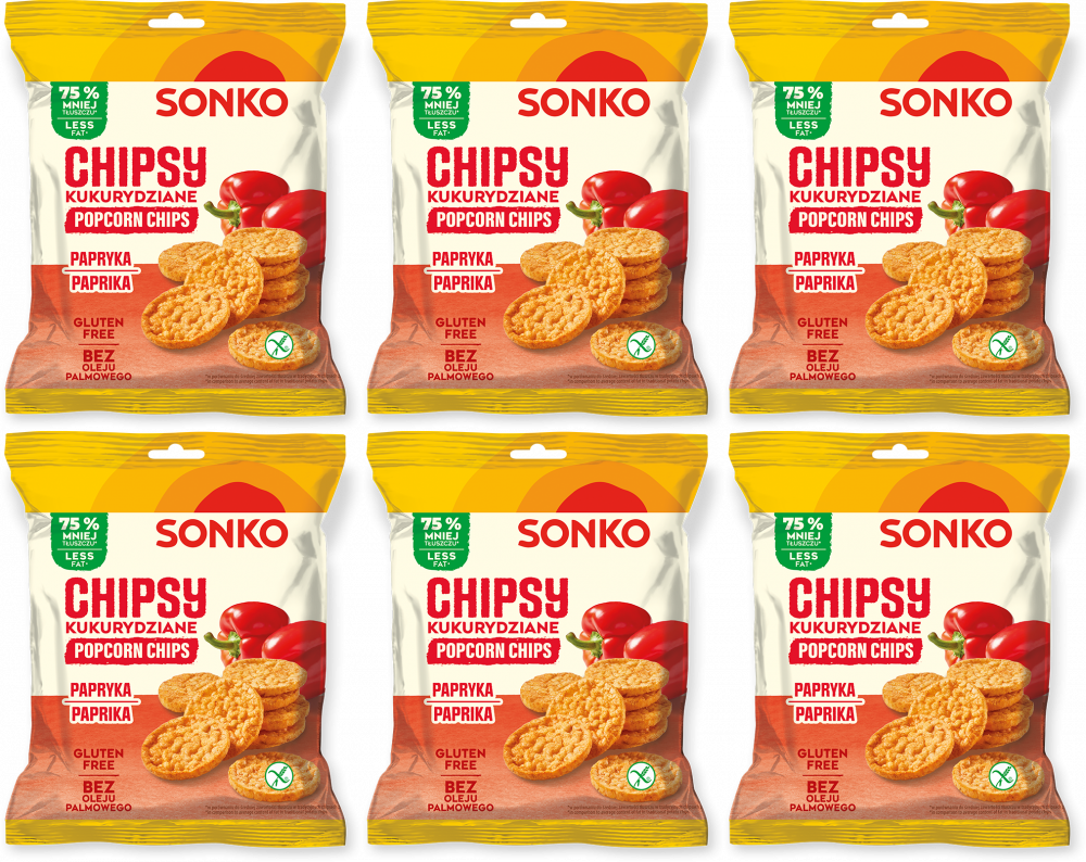 6x Chipsy kukurydziane Sonko, paprykowy, 20g