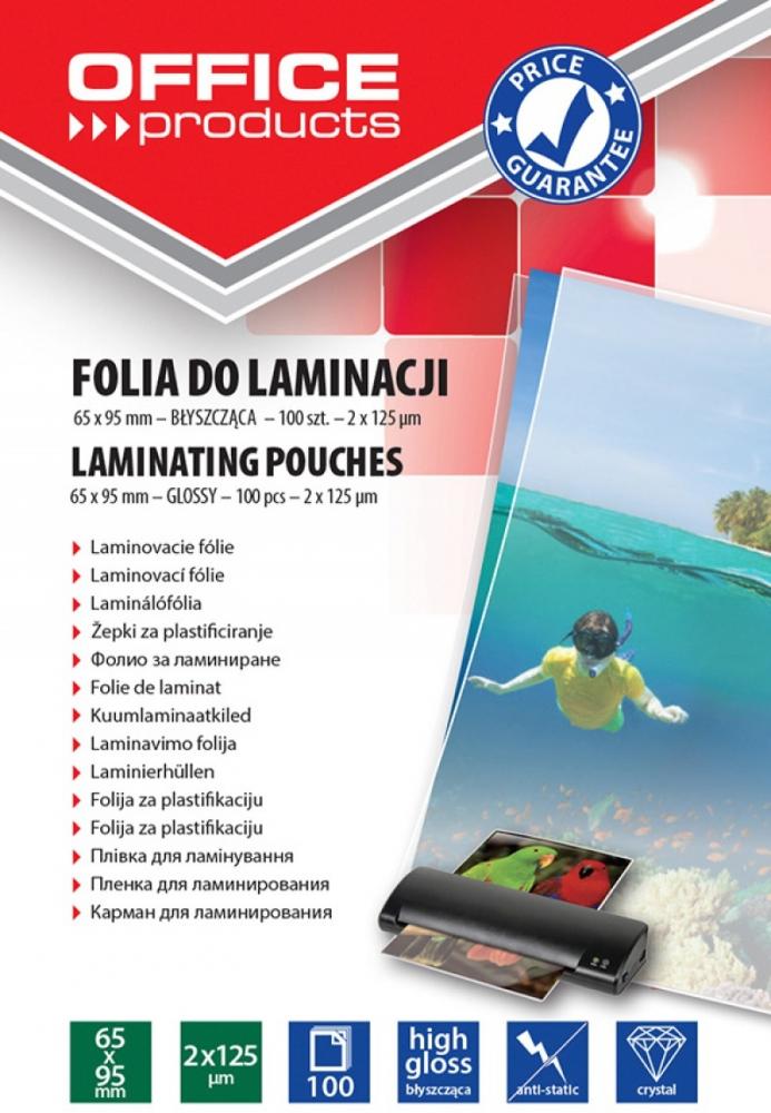 Folia do laminowania Office Products, 65x95mm, 2x125 μm, antystatyczna, 100 sztuk