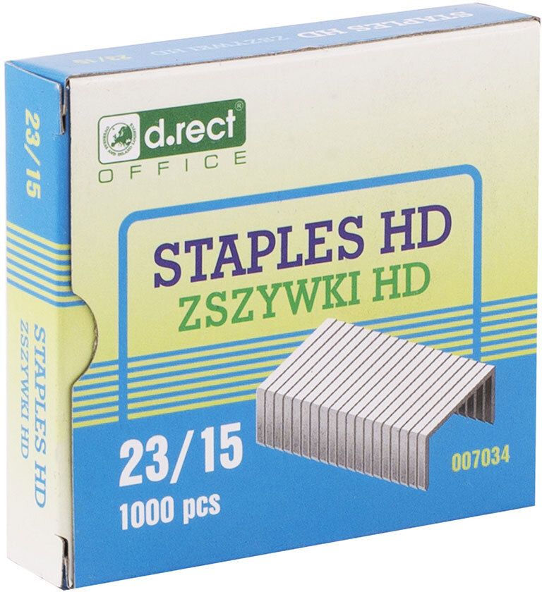 Zszywki D.Rect HD 23/15, 1000 sztuk, srebrny