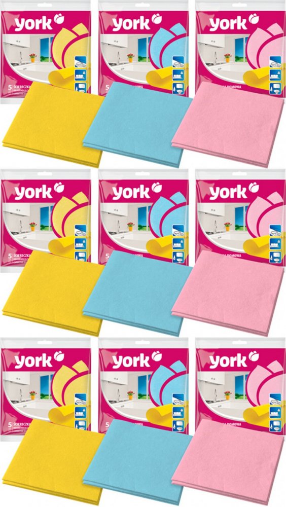 9x Ściereczka domowa York, 5 sztuk, mix kolorów