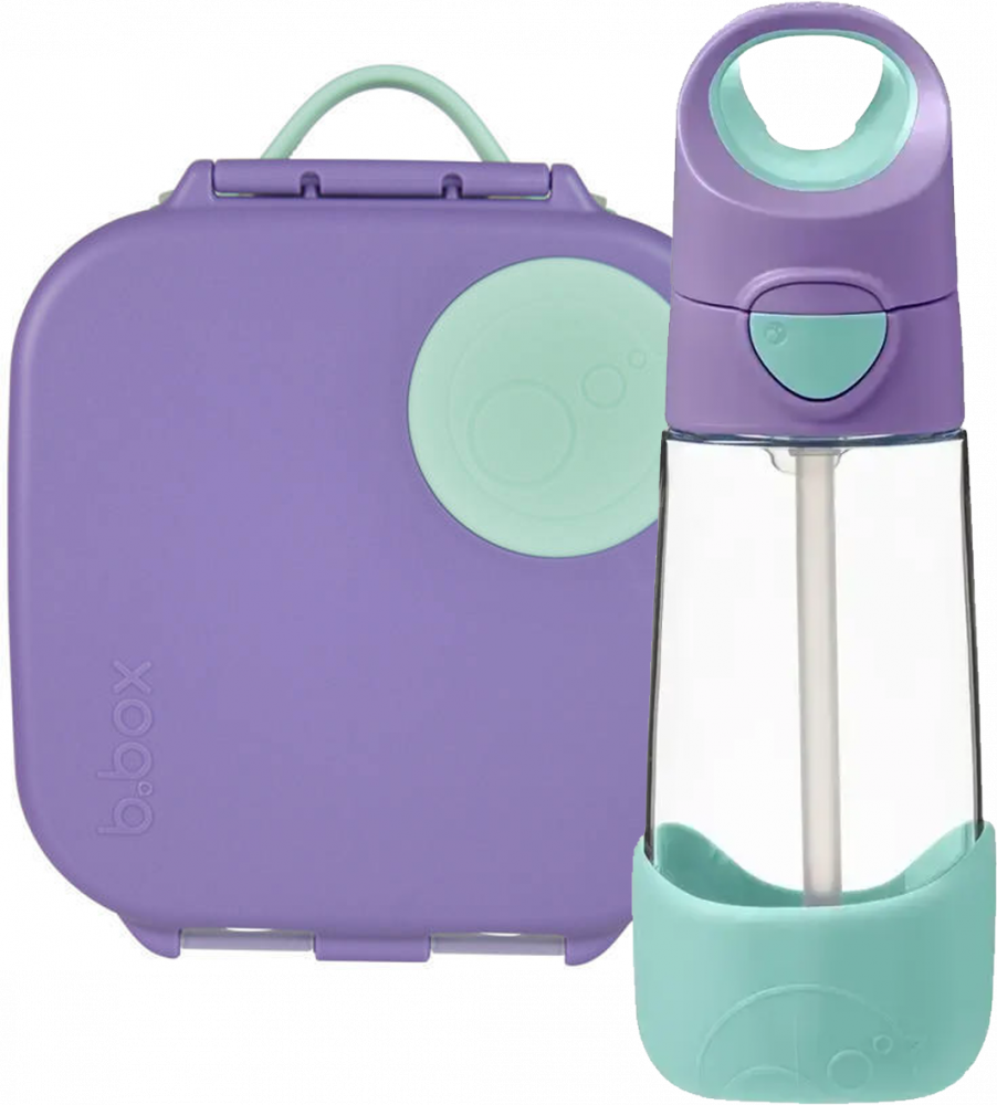 Zestaw: Mini lunchbox + bidon na wodę ze słomką B.Box Lilac Pop