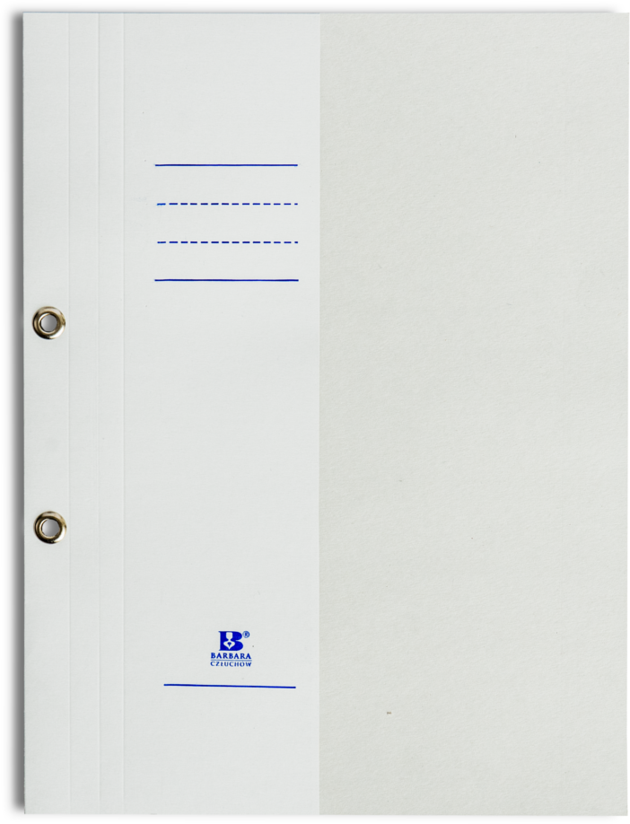 Skoroszyt kartonowy oczkowy Barbara, 1/2 A4, 300g/m2, biały
